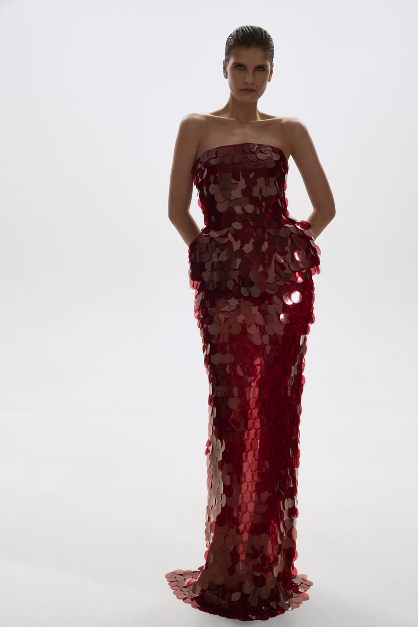 SEQUINED CORSET BURGUNDY