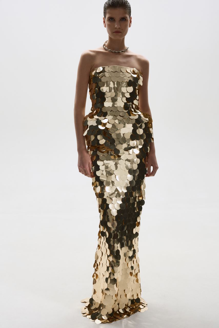 SEQUINED MAXI SKIRT GOLD
