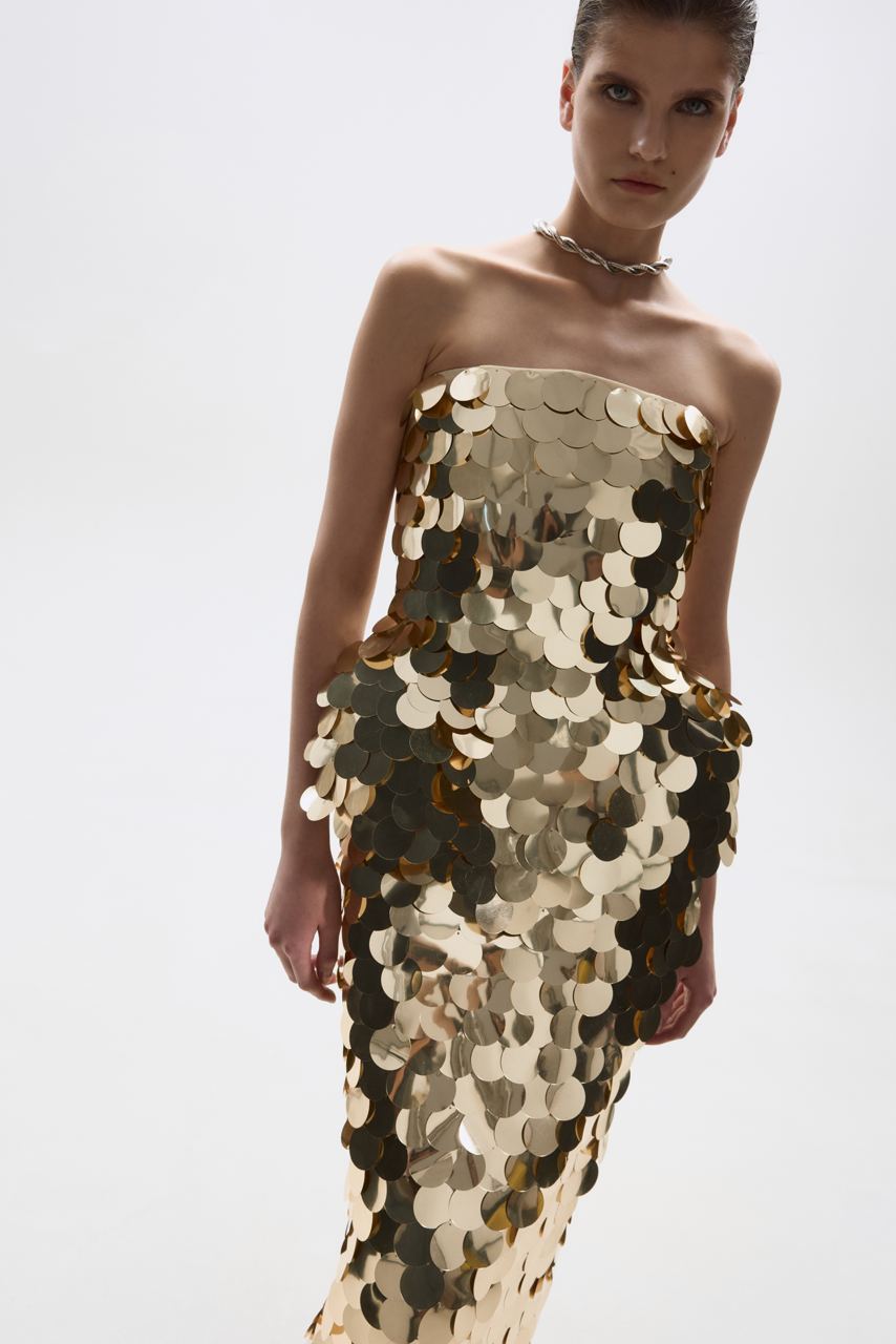 SEQUINED MAXI SKIRT GOLD