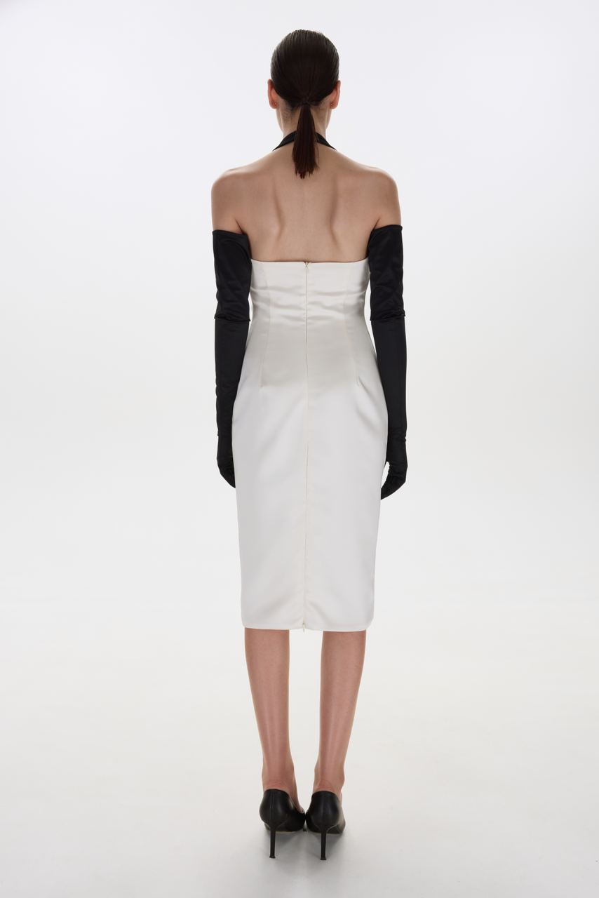 silk midi dress white White Silk Satin Slip Midi Dress for Elopement, Vow renewals