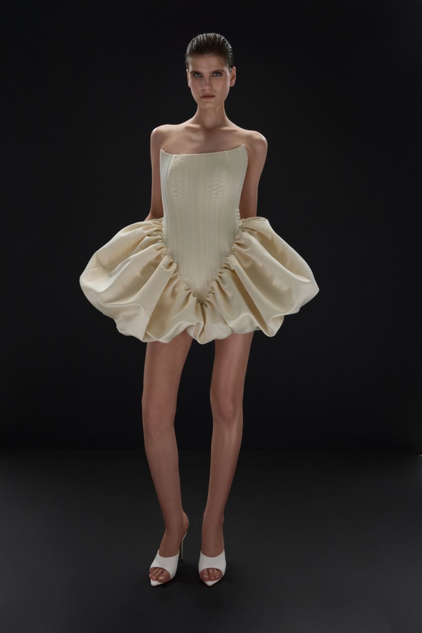 ANGLED TRANSFORMER DRESS BEIGE