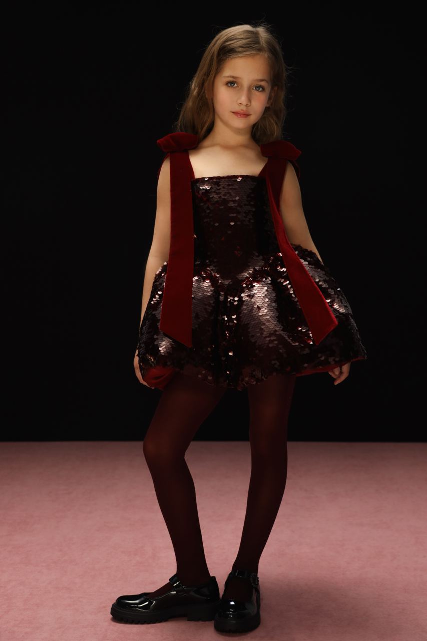 MISS LOLI SEQUIN DRESS BURGUNDY