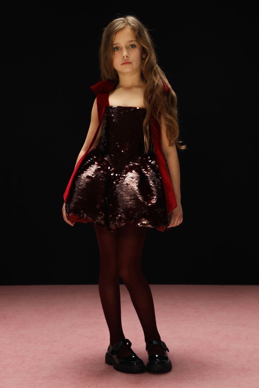 MISS LOLI SEQUIN DRESS BURGUNDY