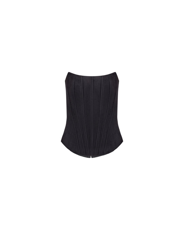 LEATHER TWO-SIDED CORSET TOP BLACK