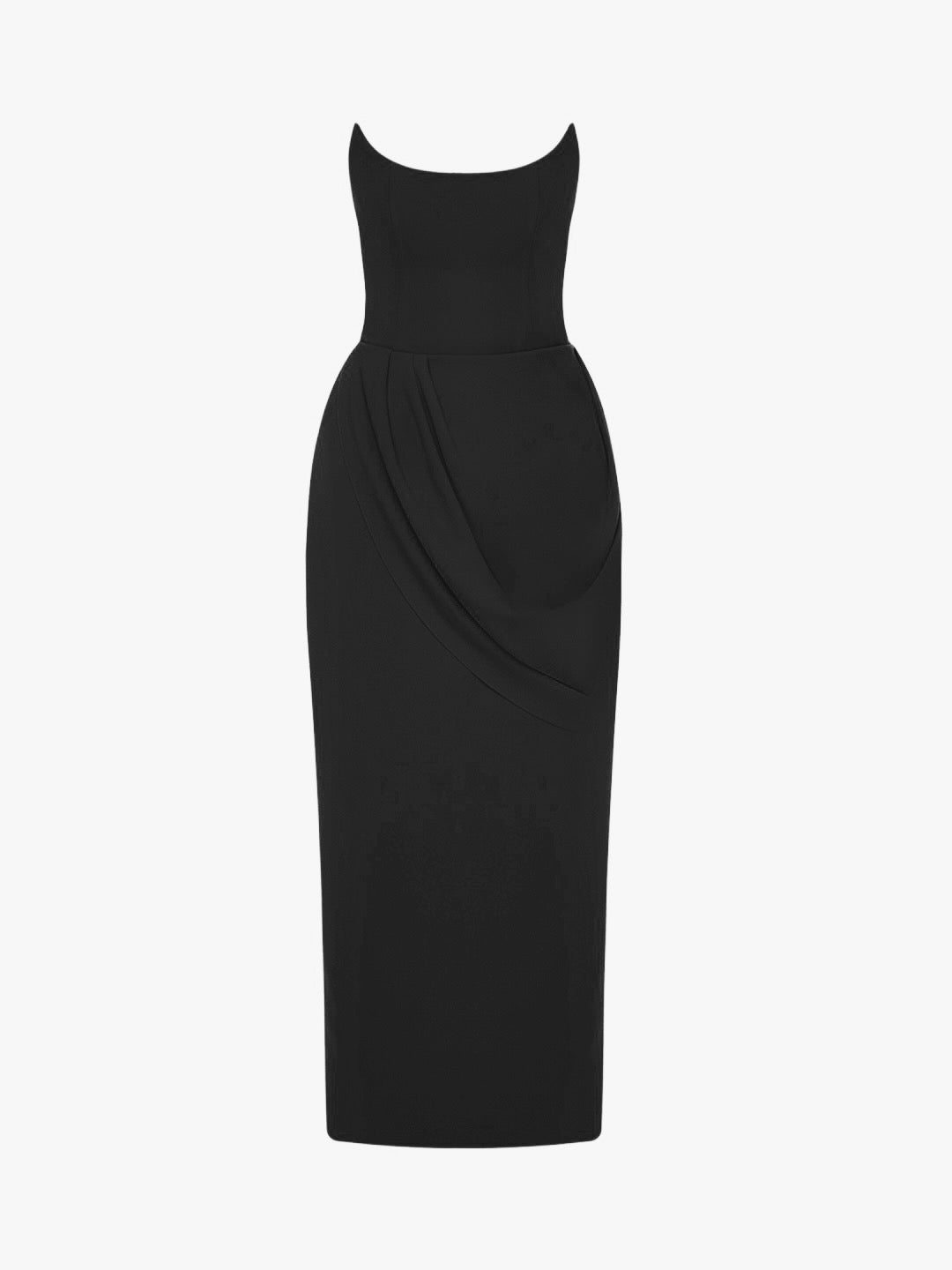 ANASTASIA MATT SILK MIDI DRESS BLACK